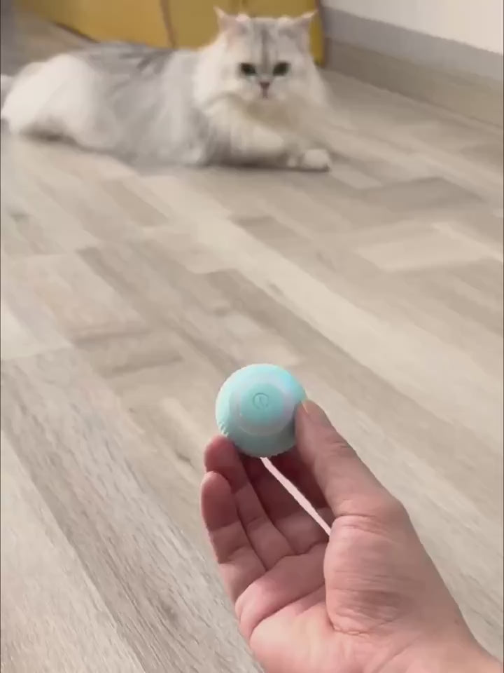 MIAOQUANJI Automatic Rolling Ball Toy for Cats - USB Rechargeable Interactive Play Ball with Motion-Activated Glow-in-the-Dark Feature, Durable Silicone