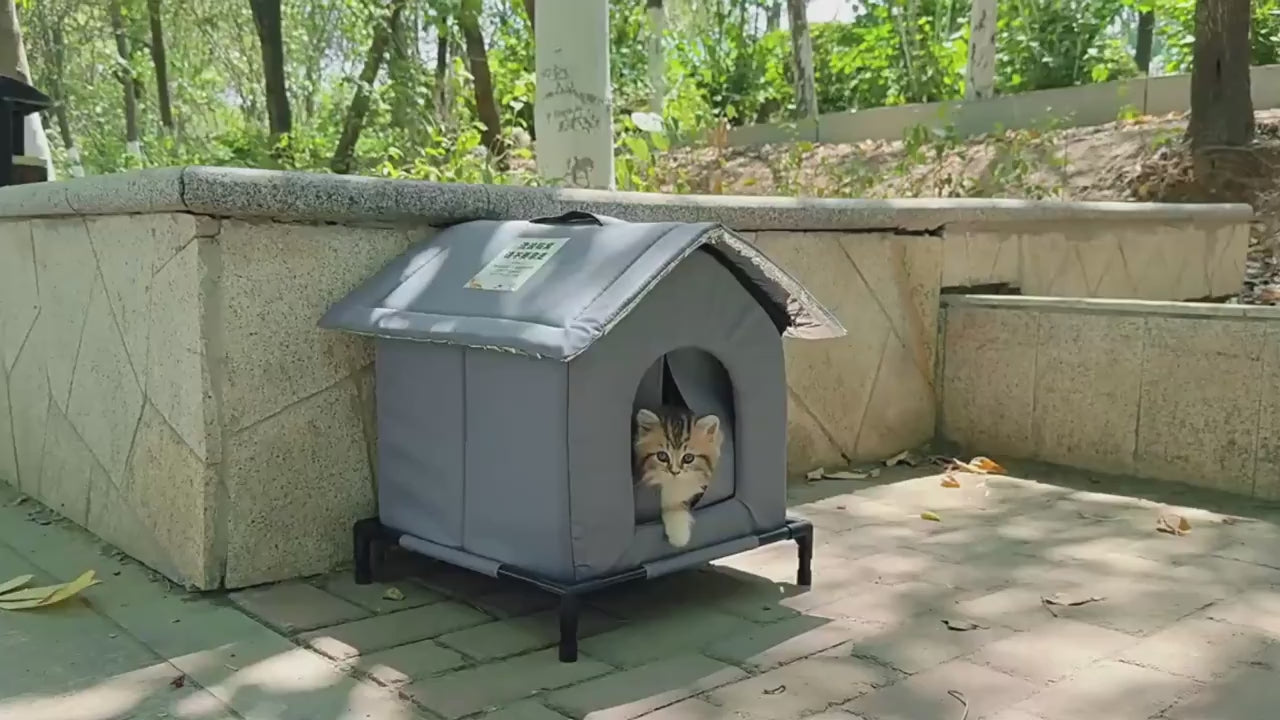 One Piece All-Season Outdoor Cat Shelter - Insulated Winter Warm Home for Stray Cats And Small Dogs | Raised Base, Available in Three Sizes, Year-Round Pet Bed, Sturdy Shelter for Feral Cats