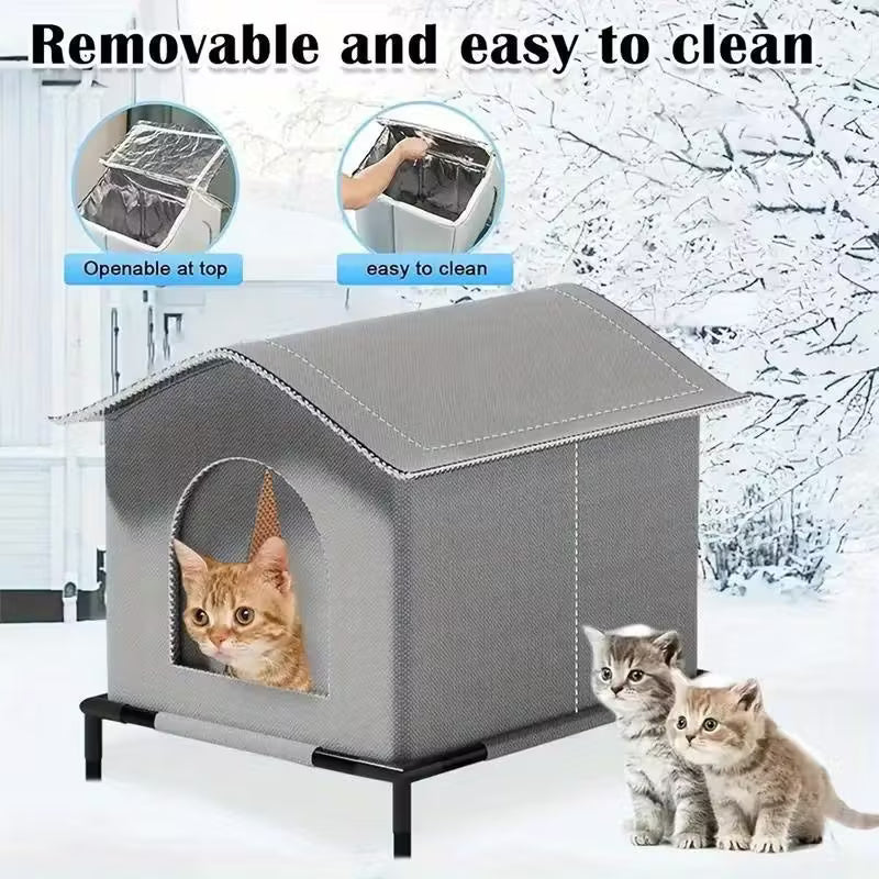 One Piece All-Season Outdoor Cat Shelter - Insulated Winter Warm Home for Stray Cats And Small Dogs | Raised Base, Available in Three Sizes, Year-Round Pet Bed, Sturdy Shelter for Feral Cats