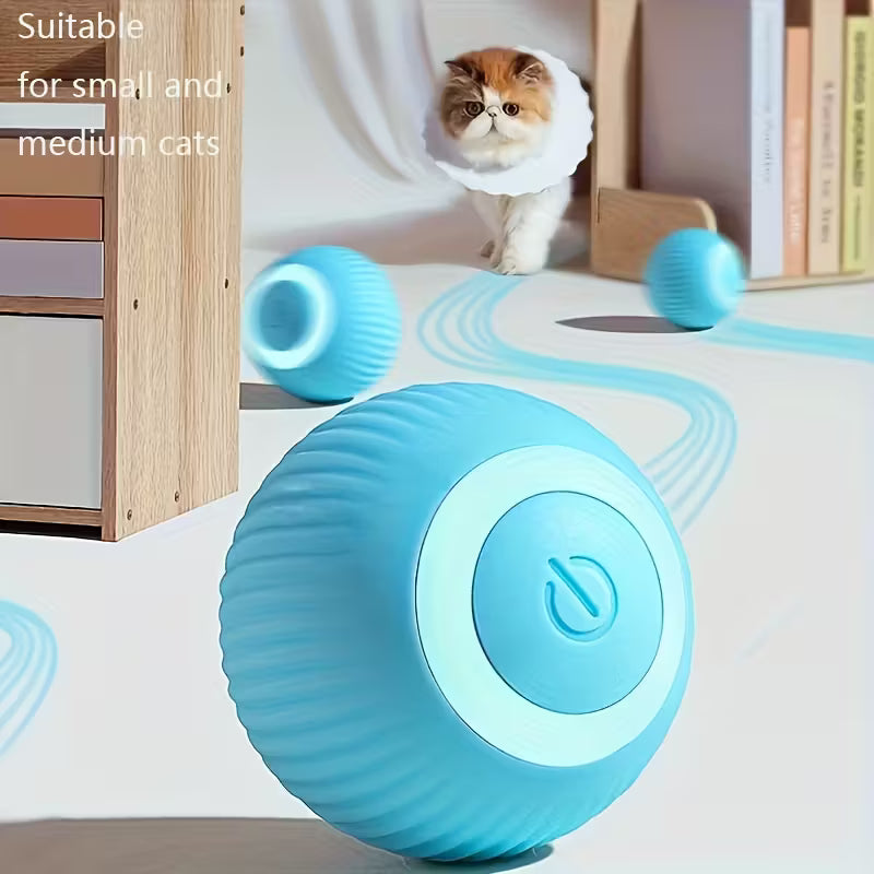 MIAOQUANJI Automatic Rolling Ball Toy for Cats - USB Rechargeable Interactive Play Ball with Motion-Activated Glow-in-the-Dark Feature, Durable Silicone