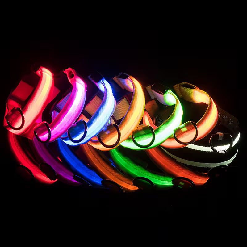 Pet Dogs Adjustable Luminous Collar For Night Safety - Striped Glow-in-the-Dark Collar For Night Walking