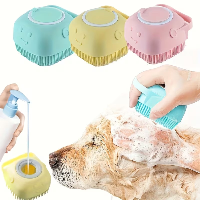 2-in-1 Silicone Pet Grooming Brush with Massage - Dual-Use Bathtub and Massage Tool