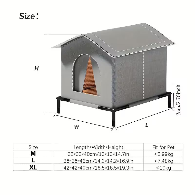 One Piece All-Season Outdoor Cat Shelter - Insulated Winter Warm Home for Stray Cats And Small Dogs | Raised Base, Available in Three Sizes, Year-Round Pet Bed, Sturdy Shelter for Feral Cats