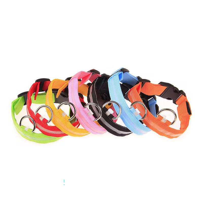 Pet Dogs Adjustable Luminous Collar For Night Safety - Striped Glow-in-the-Dark Collar For Night Walking