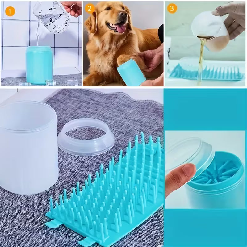 Portable Soft Silicone Pet Paw Cleaner with Brush - Heavy-Dirt Removal for Dogs & Cats, Hygienic Paw Wash Cup