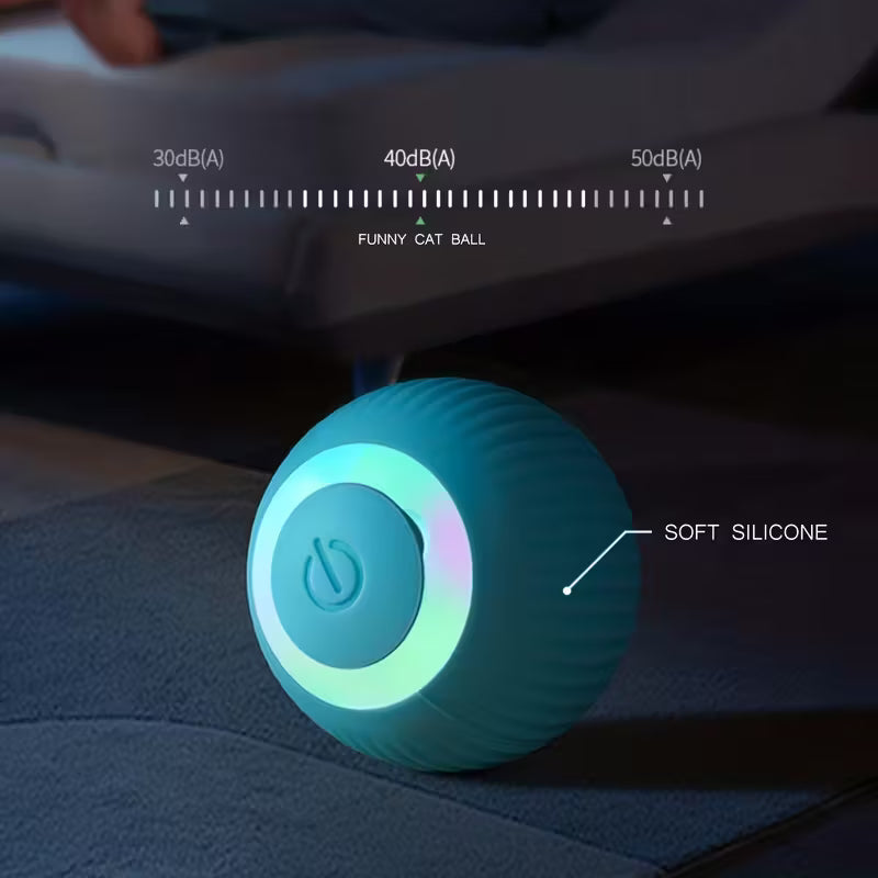 MIAOQUANJI Automatic Rolling Ball Toy for Cats - USB Rechargeable Interactive Play Ball with Motion-Activated Glow-in-the-Dark Feature, Durable Silicone